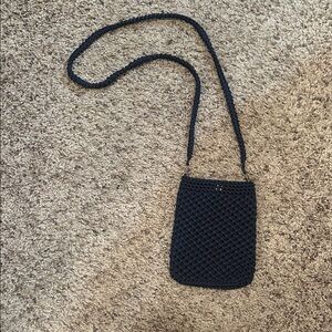 Navy Crochet Crossbody Bag